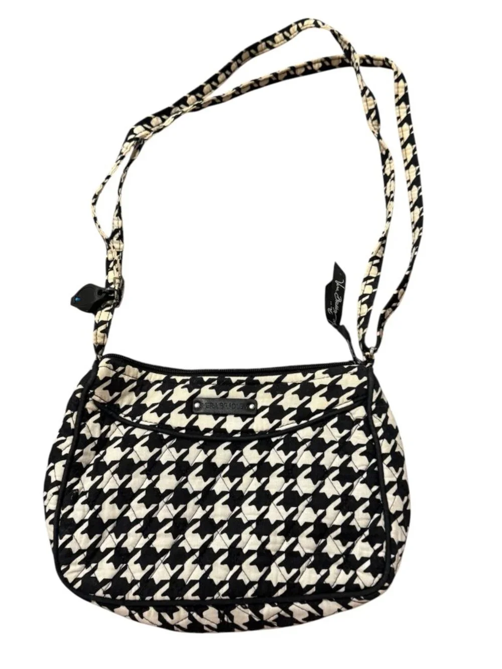 Vera Bradley Black White Houndstooth Quilted Crossbody Bag Purse